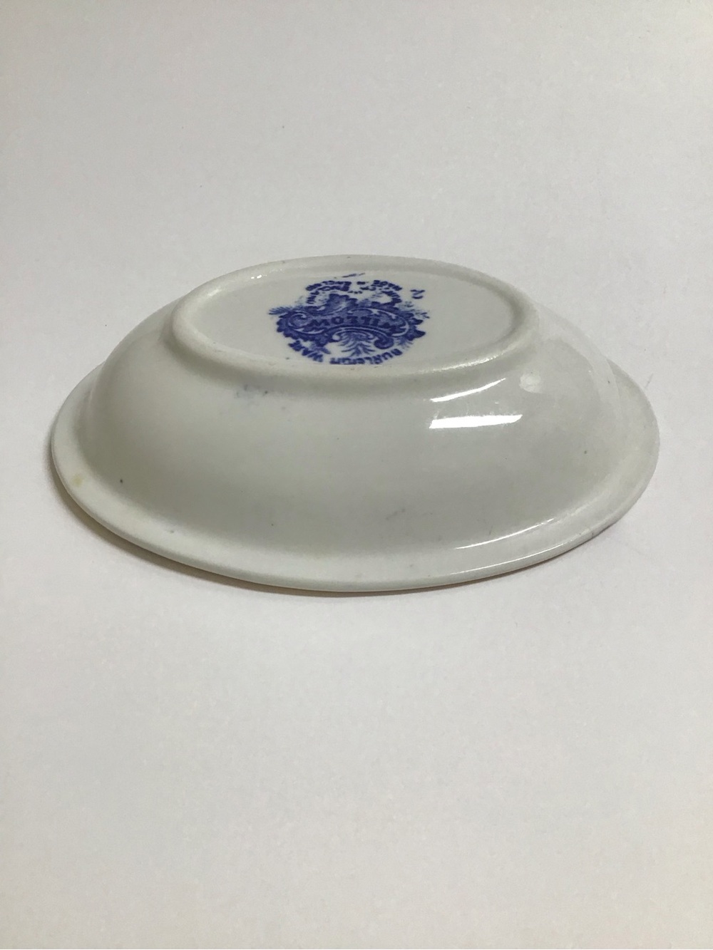 Blue Willow Antique 1920's England Burleigh Ware Oval Soap Dish Ridges Gold Rim - Picture 9 of 14